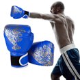 thumbnail image 7 of Muay Thai Competition Gloves PU Leather Sponge Professional MMA Kickboxing Boxing Gloves Breathable Comfortable Fighting Taekwondo Mitts for Training Sandbag (Blue Adult), 7 of 7