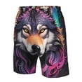 thumbnail image 4 of Logiee Colorful Wolf Head A Print Mens Swim Trunks Quick Dry Board Shorts,Breathable Hawaii Beach Shorts Swimwear Bathing Suits-X-Large, 4 of 6