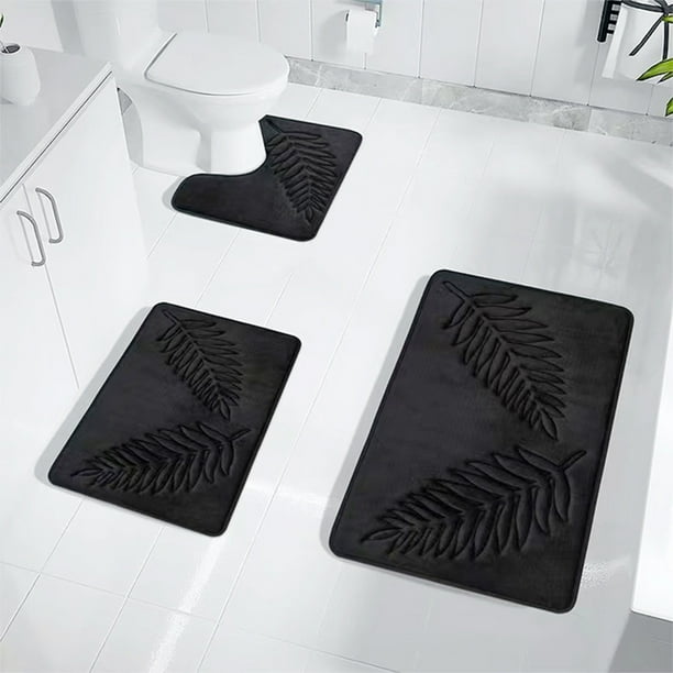 Juego de 3 alfombrillas absorbentes y antideslizantes para baño, cocina y salón. Medidas: 40 x 60 cm, 40 x 50 cm, 50 x 80 cm. Poliéster moderno con reverso de goma.