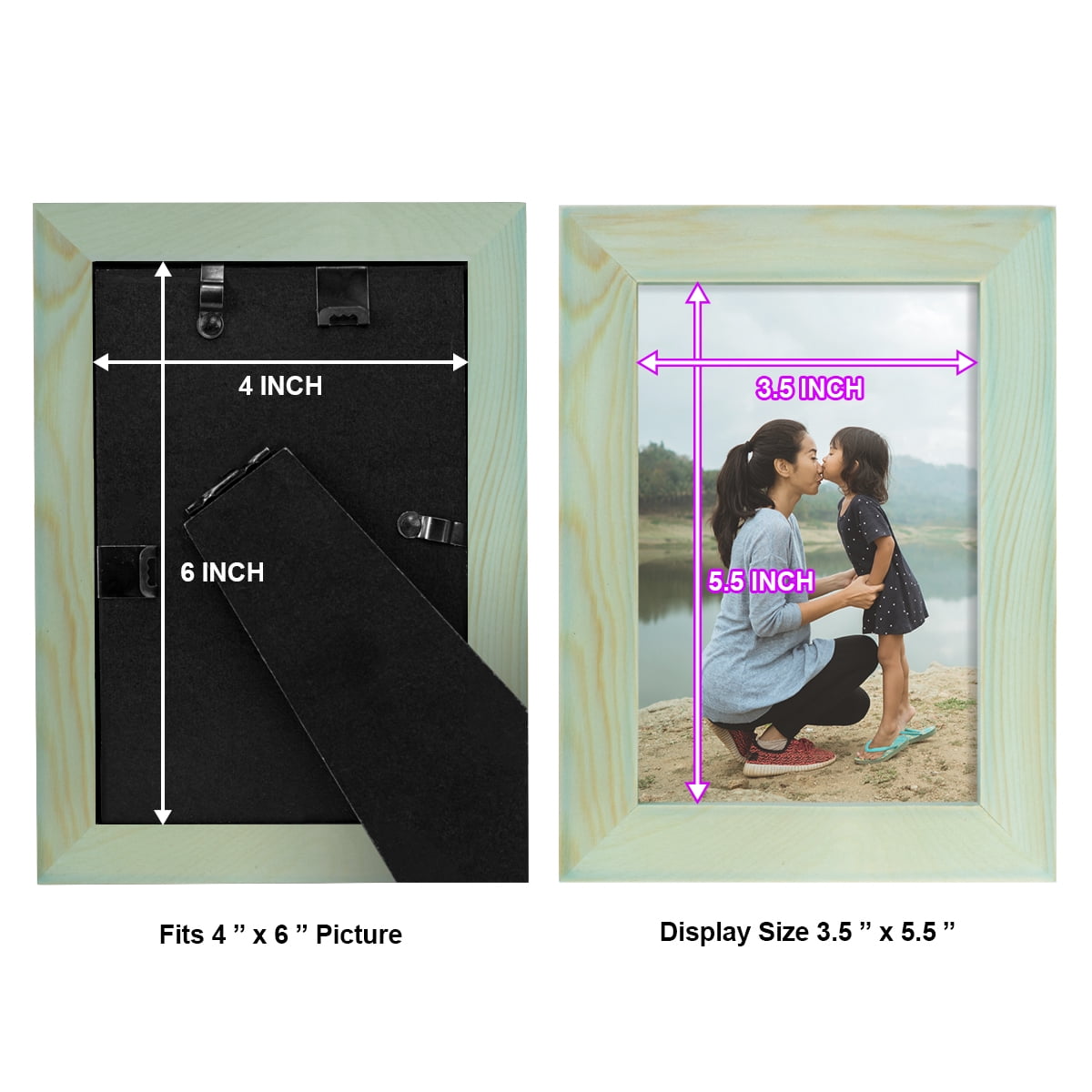 4x6 Wood Grain Picture Frame - Seafoam Green