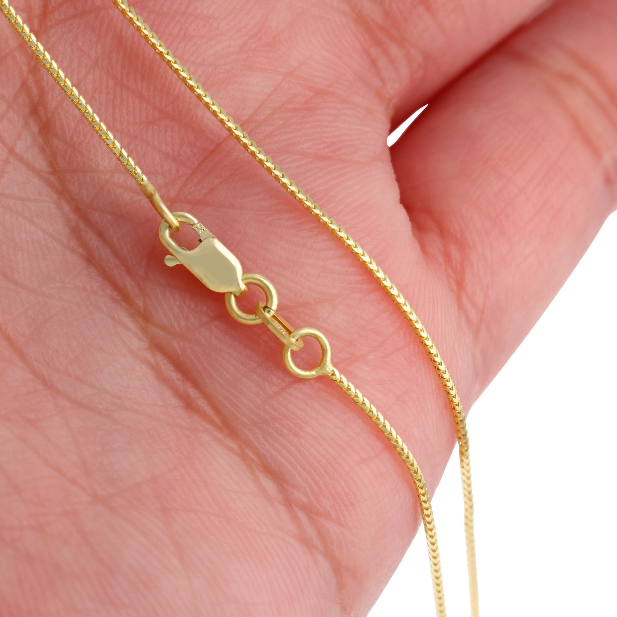 Nuragold 10K Real Yellow Gold Solid Franco Diamond Cut Chain Necklace 16"-30" (0.6mm-6mm) Italian Jewelry for Men & Women