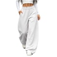 thumbnail image 5 of Khunlpohl Women's Wide Leg Sweatpant Elastic Waist Casual Loose Pants Workout Running Sports Sweatpants with Pockets, 5 of 8