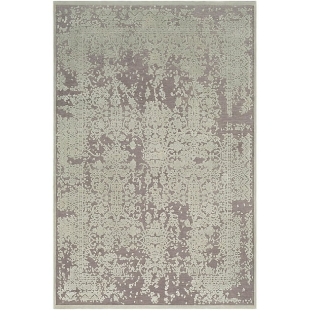 5'2" x 7'3" Distressed Finish Sage Green and Gray Traditional