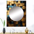 thumbnail image 1 of Designart "Abstract Geometric Grunge Gold Cubes II" Abstract Geometric Mirror Wall Decor - Modern Gold Abstract Mirror Wall Art For Entryway - 40" x 30" Inch, 1 of 5
