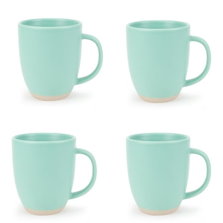 

Elanze Designs Raw Clay Bottom Mint Green 13 ounce Ceramic Coffee Mugs Set of 4
