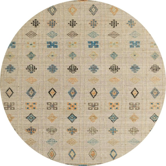 Ahgly Company Machine Washable Indoor Round Abstract Bullet Shell Brown Area Rugs, 5' Round
