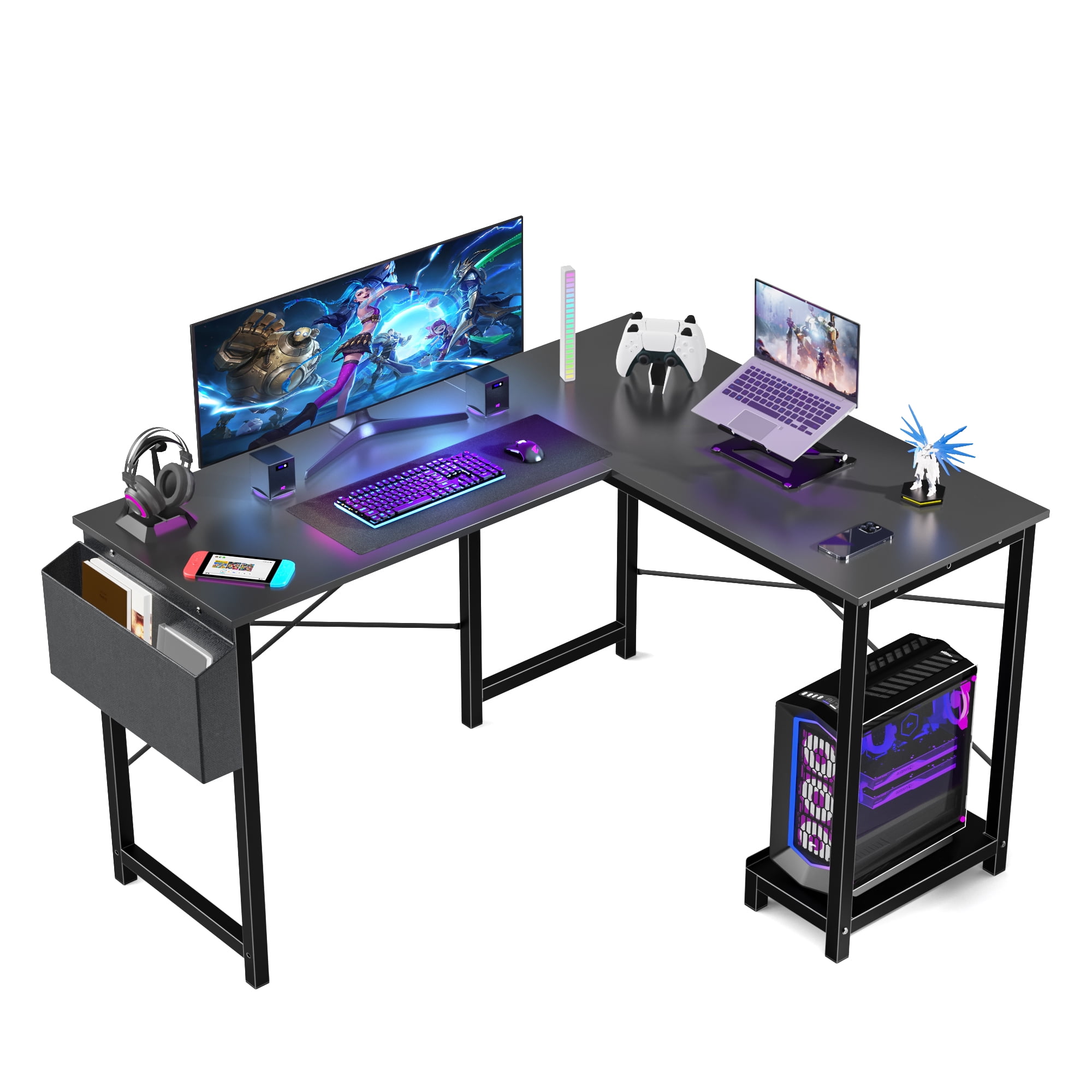 MAYEERTY 47in Computer Desk with Storage, Modern Writing Desk with Fabric Drawers for Home Office, Oak