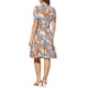 thumbnail image 3 of INSPIRE CHIC Vestido Midi Floral de Manga Abullonada con Cuello Peter Pan y Cintura Alta para Mujeres XS Naranja Azul, 3 of 6