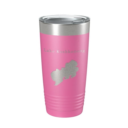 

Lake Koshkonong Map Tumbler Travel Mug Insulated Laser Engraved Coffee Cup Wisconsin 20 oz Pink