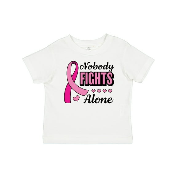 Inktastic Breast Cancer Awareness Nobody Fights Alone Pink Ribbon Boys or Girls Baby T-Shirt