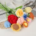 thumbnail image 4 of Uxcell Crochet Flowers Handmade Knitting Rose Artificial Woven Small Potted for Gifts Decor Gradient Green, 4 of 6