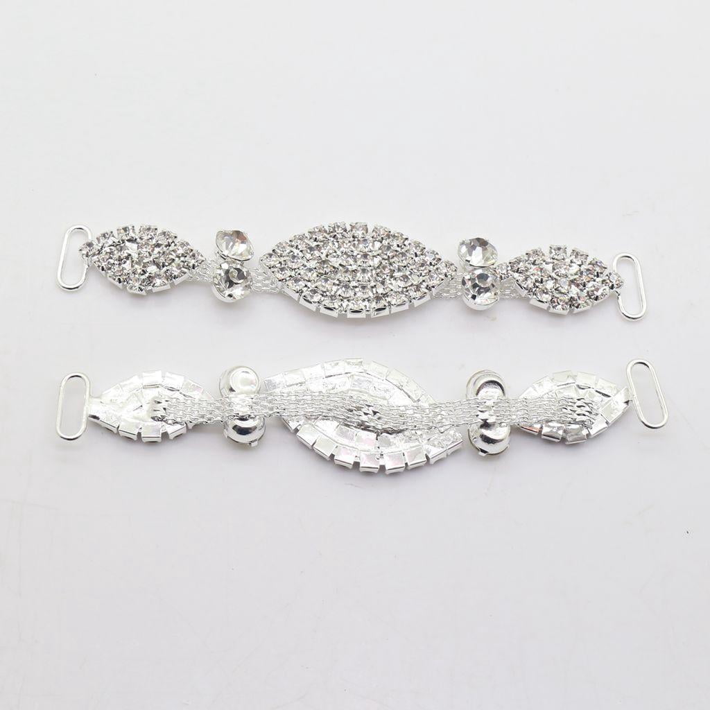 HOMYL 4X 2 Pieces Metal Chain Buttons Rhinestone Bikini Swimwear Connectors Buckle