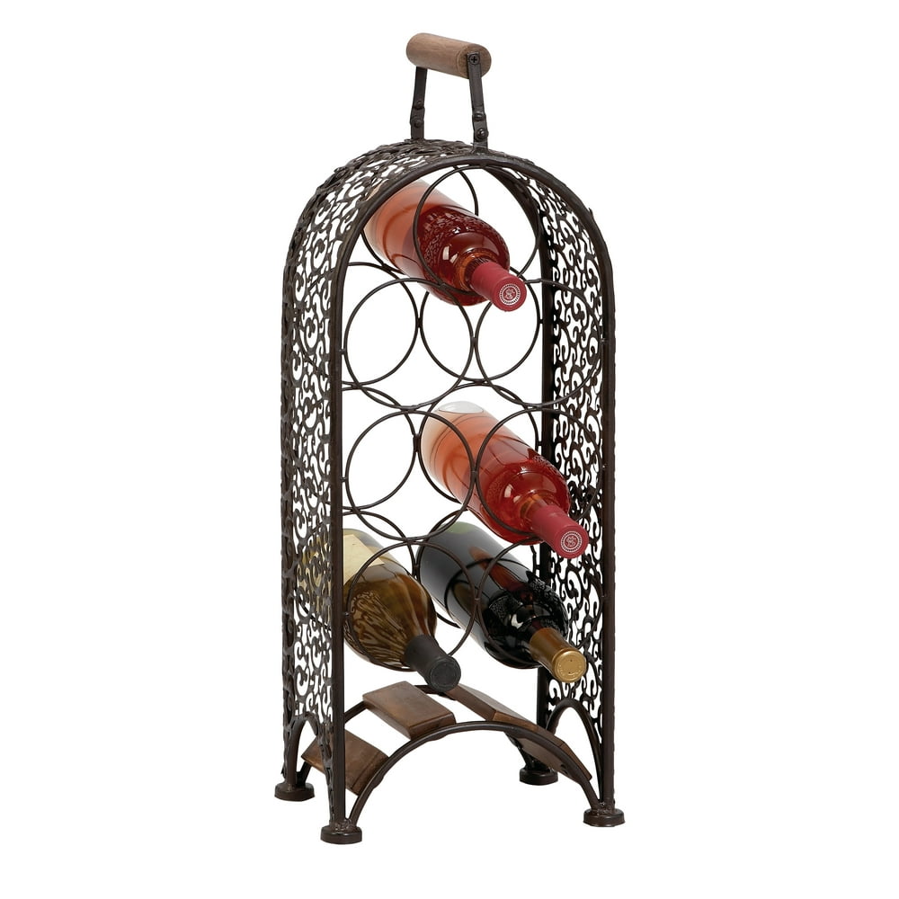 DecMode 23" x 0" Black Metal Traditional Wine Holder