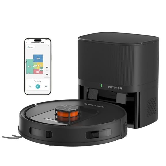 PrettyCare Robot Vacuum and Mop Combo with 9000pa,85 Days Self-Emptying & Refilling Station with 3D Home Mapping L1 PRO