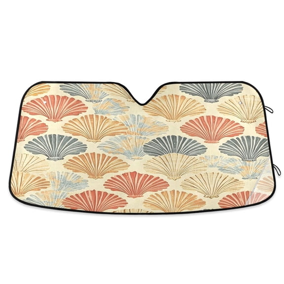 ALAZA Seashell Retro Windshield Sun Shade Car Foldable Sun Visor Block UV Rays Protector 55"x27.6"