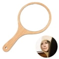thumbnail image 1 of Espejo de mano de peluquería Circular con mango de madera espejo redondo de madera espejo de maquillaje para corte de pelo salón de afeitado cuidado facial, 1 of 8