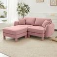 thumbnail image 3 of Newest Boucle Fabric Sectional 2-seater Loveseat Sofa Couch,Distinctive Shell-shaped Armrests,Removable Ottoman,Cylindrical Legs Wrapped,Self-fabric,Pink Color, 3 of 17