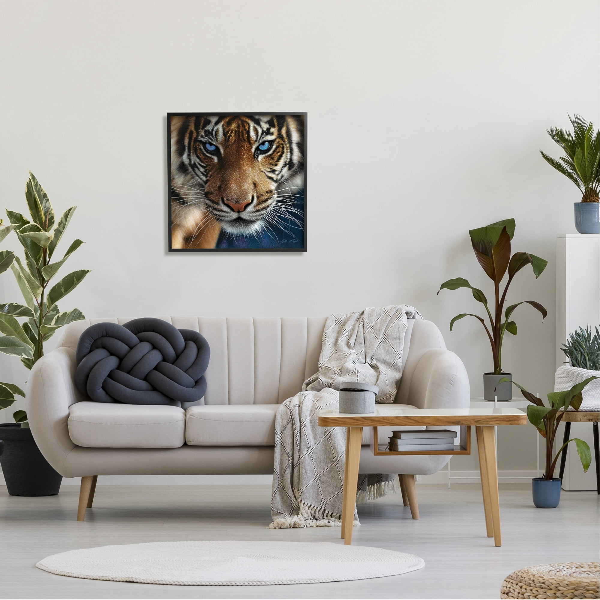 Stupell Industries Blue Eyed Beautiful Fierce Tiger Close Up Detailed Portrait , 24 x 24, Design by Collin Bogle