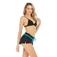 thumbnail image 1 of Women's Swim Shorts High Waisted Bathing Suit Bottoms Swimsuit Swimwear shorts Bikini Board Shorts, Black&Blue, L, 1 of 8