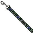 thumbnail image 2 of Buckle-Down Pet Leash, Dog Leash, Football Helmet Stripe Black Neon Green Blue, 4 Feet Long 1.0 Inch Wide, 2 of 6