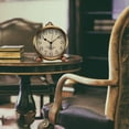 thumbnail image 5 of Golden Table Clock, Retro Vintage Non-Ticking Table Desk Alarm Clock Battery Operated Silent Quartz Movement HD Glass for Bedroom Living Room Indoor Decoration Kids, 5 of 8