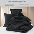 thumbnail image 2 of U by Bedsure Queen Comforter Set, 7 Pieces Black Farmhouse Shabby Chic Embroidery Bedding Sets, Geometric Pattern Bed in a Bag with Reversible Comforter, Sheets, Pillowcases & Shams, 2 of 7