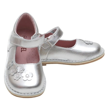 Silver Flowers Mary Jane Fall Shoes Baby Girls 4-Little Girls