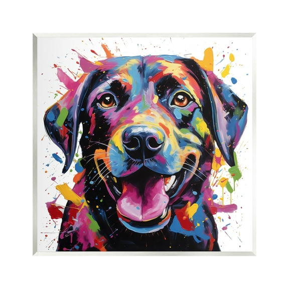 Stupell Industries Smiling Dog Modern Splatter Animals & Insects Painting Unframed Art Print Wall Art, 12 x 12