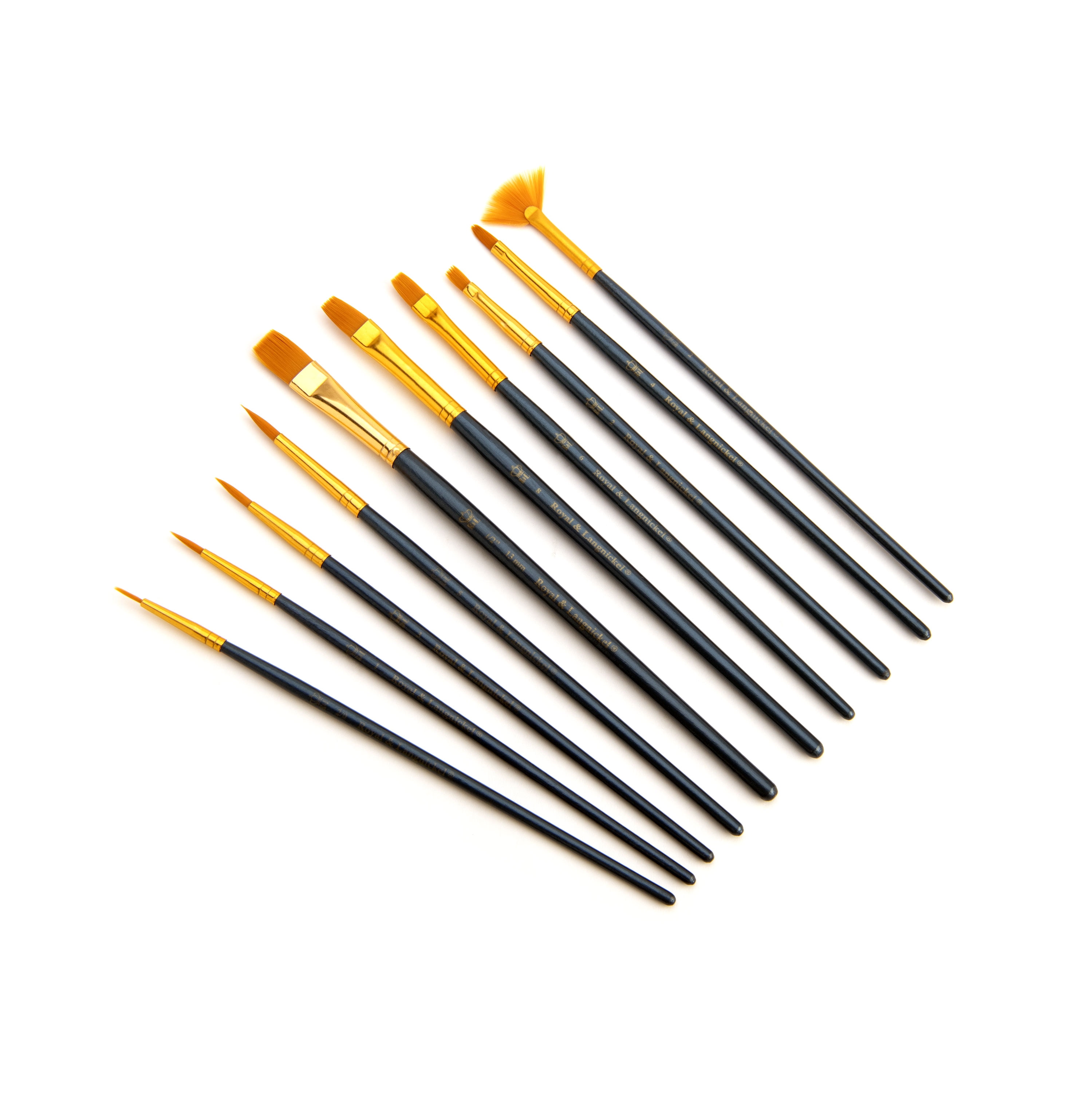 Royal & Langnickel 10pc Gold Talkon Acrylic Artist Paint Brush Set