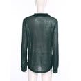 thumbnail image 5 of Haitryli Womens Sequins Long Sleeve Collared Shirt Button-down Blouse Cardigan Cover-up Top For Club Party Dark Green M, 5 of 7