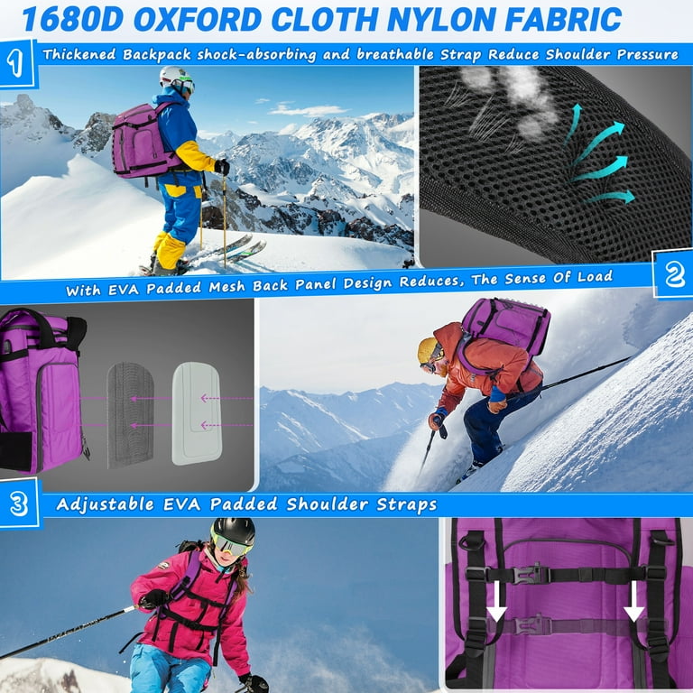 Ski and Snowboard Boot Bag Backpack - 60 L - Waterproof