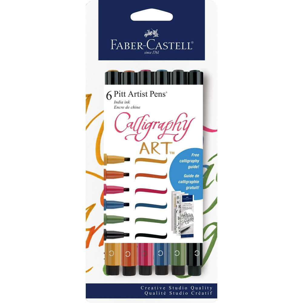 FaberCastell Pitt Artist Pen Calligraphy, Multi Color 6ct Pens