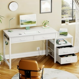 Glass top desk with shelves discount