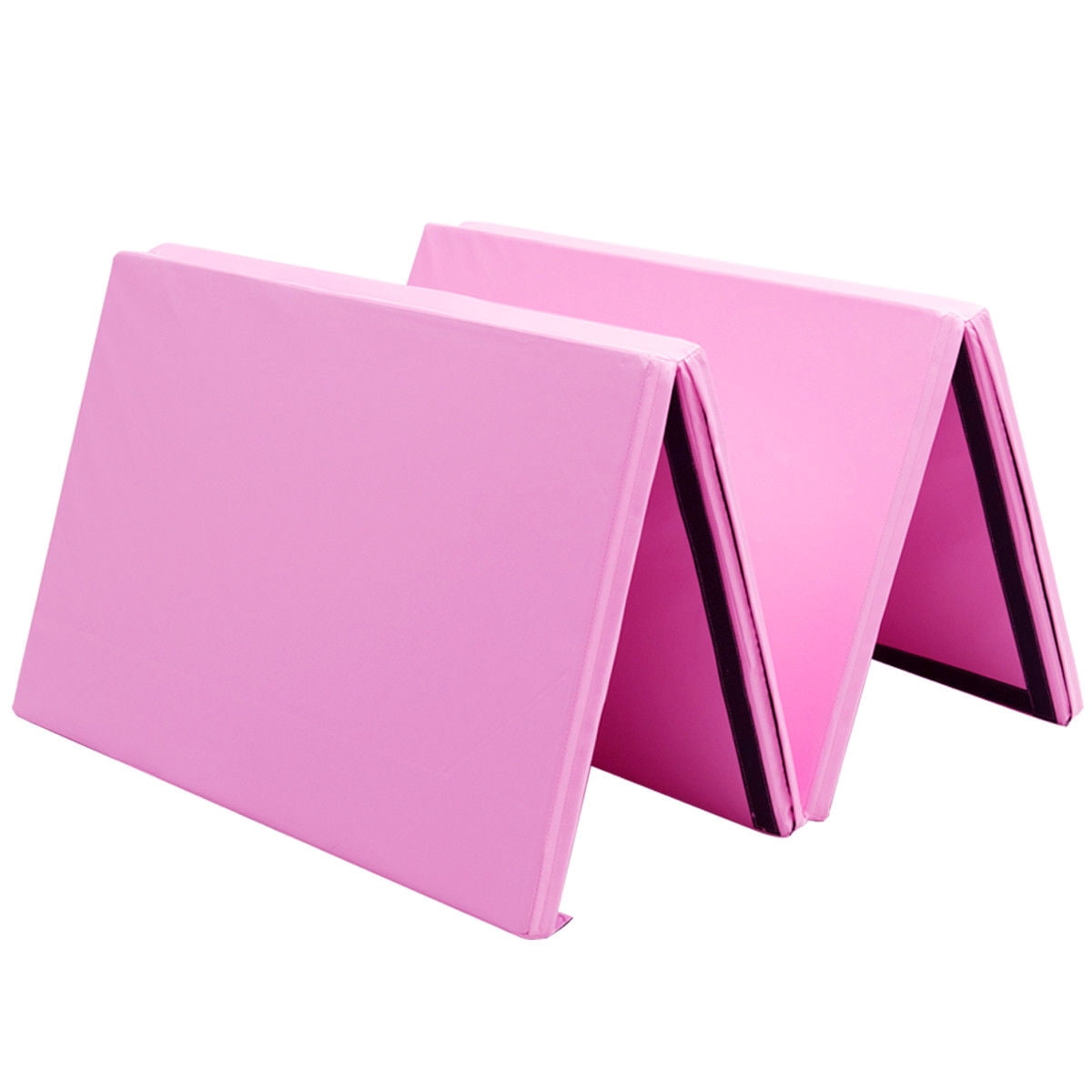 Gymax 4 Ft. x 8 Ft. x 2 In., Gymnastics Mat Thick Folding Panel Aerobics Exercise Gym Mat Fitness, Pink