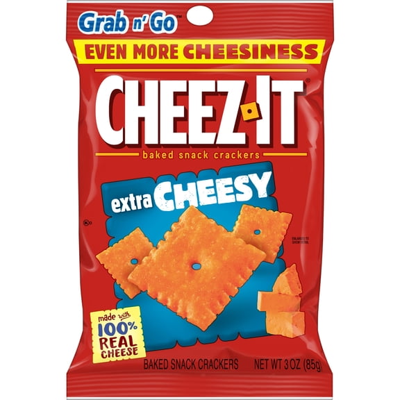 Cheez-It Extra Cheesy Cheese Crackers, Baked Snack Crackers, 3 oz