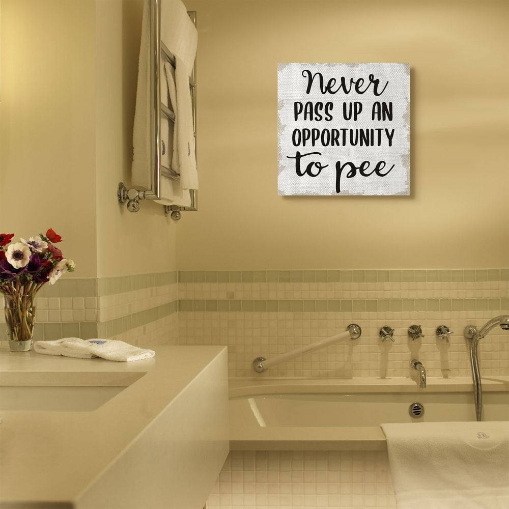 Stupell Industries Bathroom Phrase Never Pass Up An Opportunity Toilet Humor Canvas Wall Art Design by Daphne Polselli, 24" x 24"