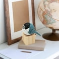 thumbnail image 4 of Bird Figurine, Hand Carved Birds Wood Décor, Art Animal Wooden Sculpted Bird with Wood Block, Vivid Bird Statue for Gift Home Table Ornament Decor (Yellow Bird), 4 of 9