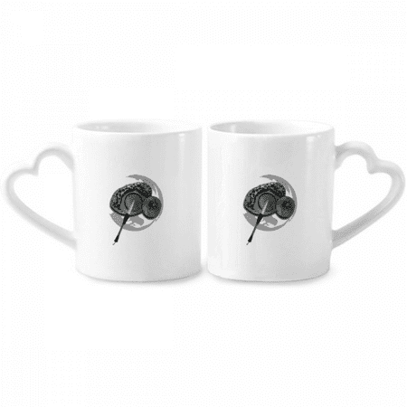 

China Ink Stone Brush Heritage Sanctum Couple Porcelain Mug Set Cerac Lover Cup Heart Handle