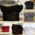 thumbnail image 7 of Comfortable Cook Adjustable Men Kitchen Baker Chef Elastic Cap Hat Catering Soft Black And White Plaid, 7 of 7