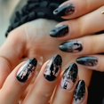 thumbnail image 1 of CHAONENG Uñas postizas adhesivas Black Gradient Milky Way, 24 piezas, 1 of 5