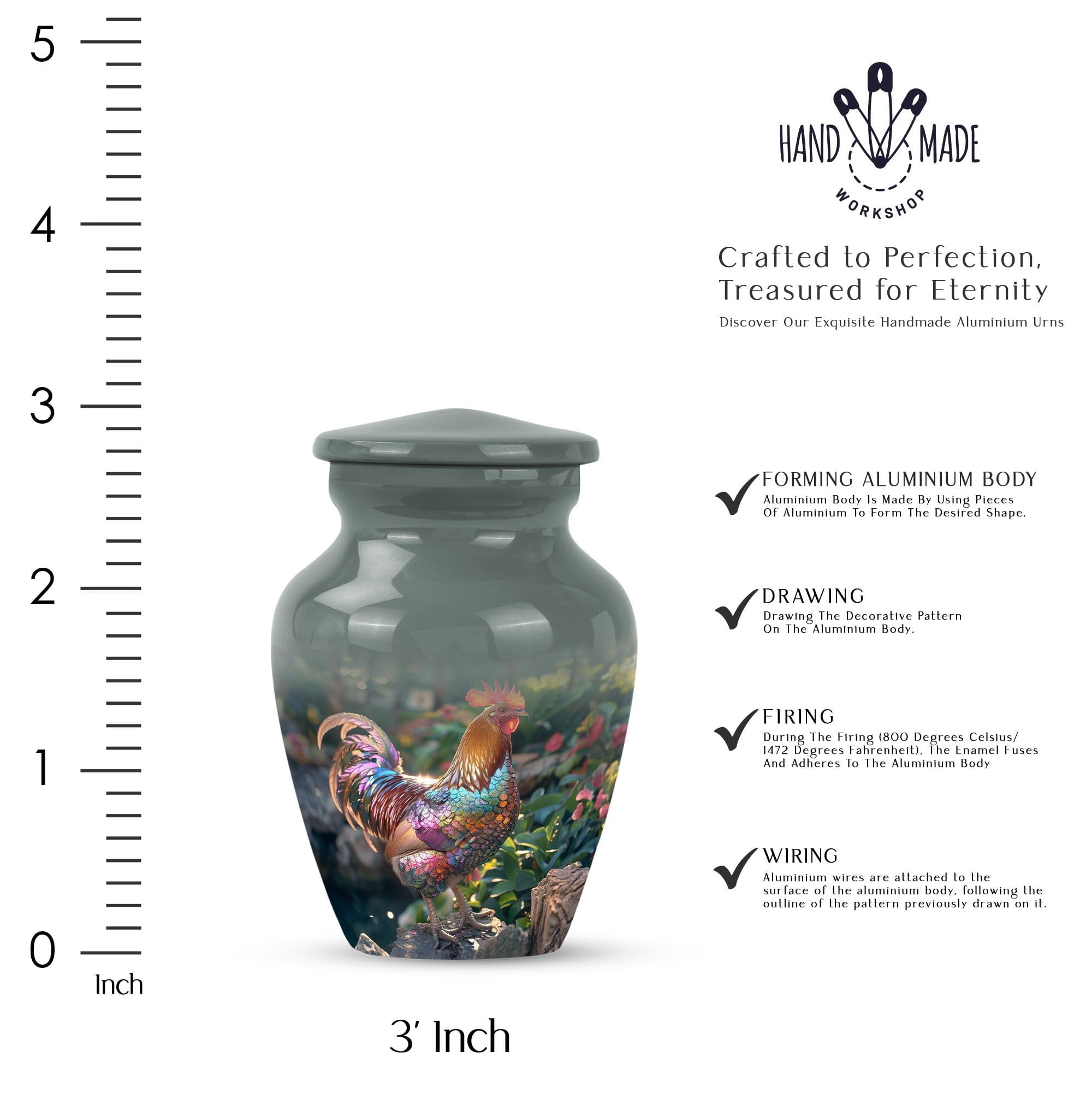 SUBSH Chicken Urn - Small Urn for Ashes - Companion Urn - Urns for Human Ashes Adult Male Dad - Cremation Urns for Adult Ashes Men - Cremation Companion Urns (3 inch Pack of 4)