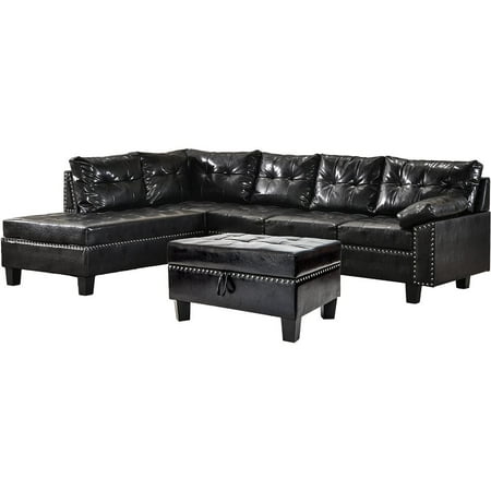 Harper & Bright Designs Sectional Sofa Set with Chaise Lounge and Storage Ottoman