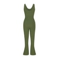 thumbnail image 4 of CLOISE Yoga Jumpsuits for Women Jumpsuit for Women Sleeveless Jumpsuits Leggings Long Pants Soft Wide Leg Yoga Pants Workout Leggings Solid Comfy Yoga Pants Army Green, 4 of 6