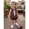 thumbnail image 5 of RUINIXCW Newborn Baby Girl Football Outfit Infant Baby Girls Spring Summer Fall Clothes Corduroy Rugby Embroidery Sleeveless Tank Top with Ruffled Skirt Set, 5 of 9