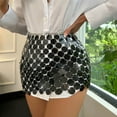 thumbnail image 2 of Jinhomg Party Skirt for Women Sparkly Rainbow Sequin Mini Skirts 2025 Trendy Sheer See Through Bodycon Skirt Shiny Club Night Out Skirts Black Free Size, 2 of 10