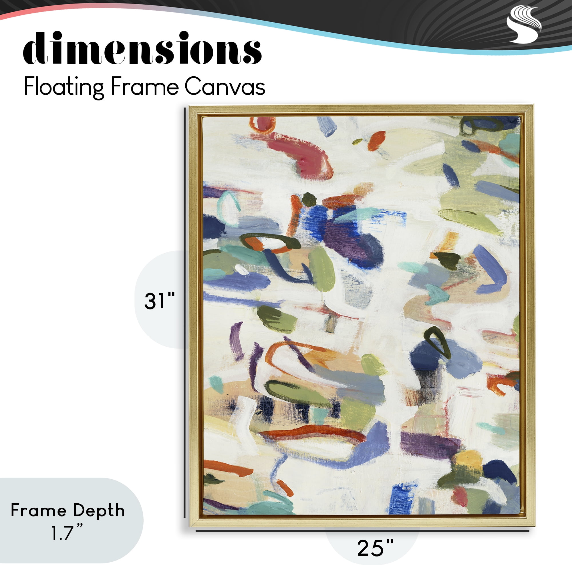 Stupell Industries Expressive Composition Brushstrokes Gold Framed Floater Canvas Wall Art, design by Lisa Ridgers