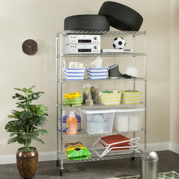 SAFAVIEH Juliet 6-Tier Heavy Duty Chrome Wire Shelf Chrome