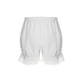thumbnail image 2 of Zaldita Kids Girls Cotton Lace Up Shorts Safety Pants Bottom Ruffled Bloomers Under Dress Sport Dance Shorts A White 9-10, 2 of 5
