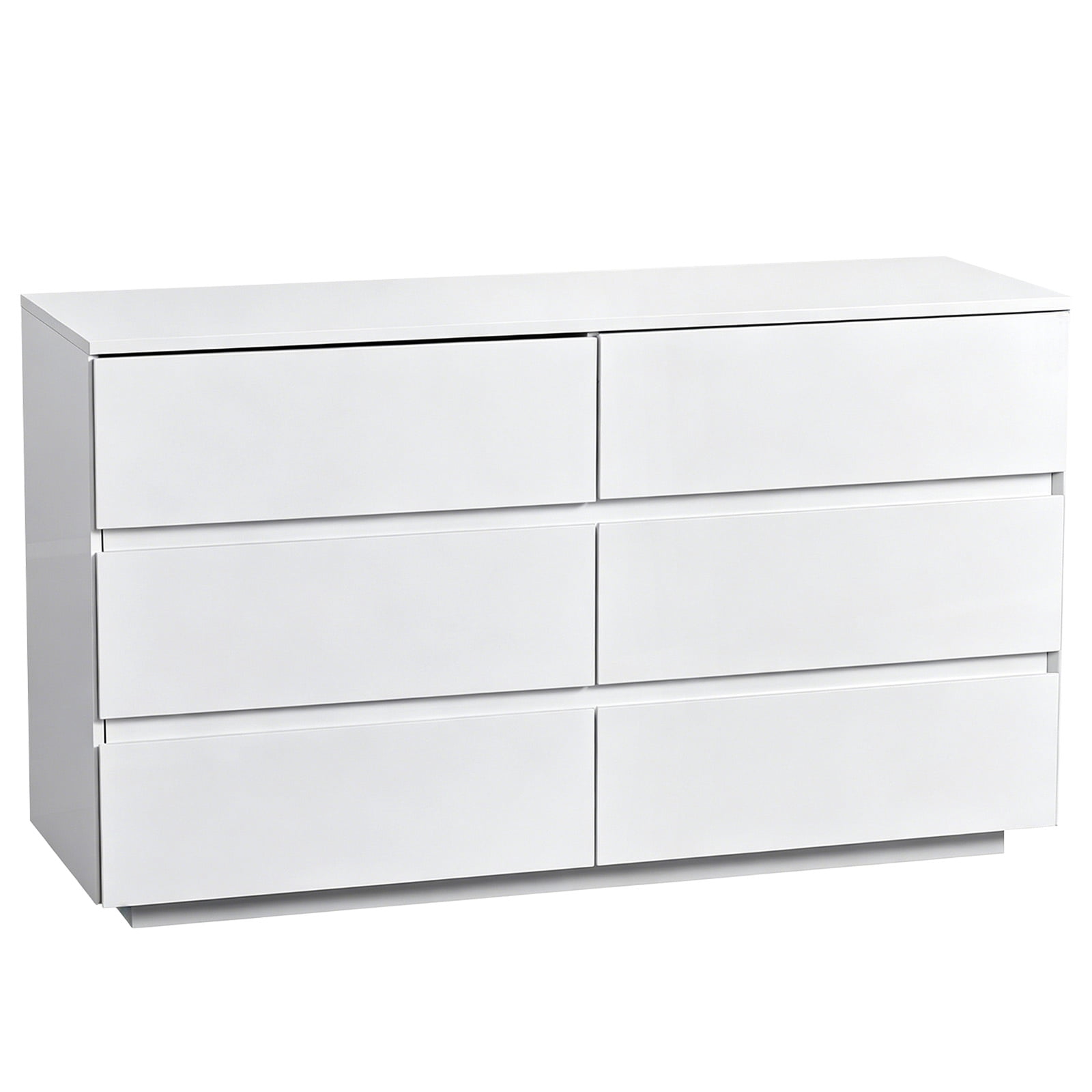 6-Drawer Storage Cabinet Chest of Drawers with USB-Powered RGB LED Strip 47.24*15.75*27.56in High-Gloss White