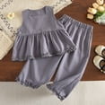 thumbnail image 2 of mgoYE Toddler Girl Outfits 5t Toddler Girl Clothes Summer Outfits Kids Short Fly Sleeve Cute Ruffle Shirts Tops Floral Pants Set(Grey,5-6 Years), 2 of 9